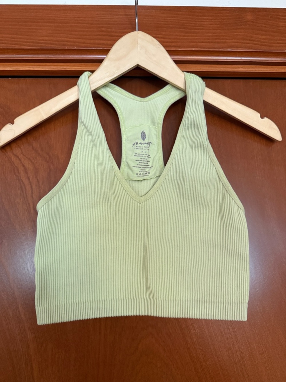 FP Movement by Free People Ribbed Racerback Sports Bra in Light Green
